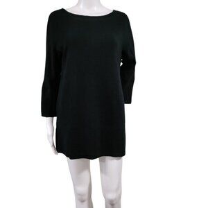NWT Biancalancia Lagenlook Quiet Luxury Ribbed Wool Tunic Sweater Black Size 10